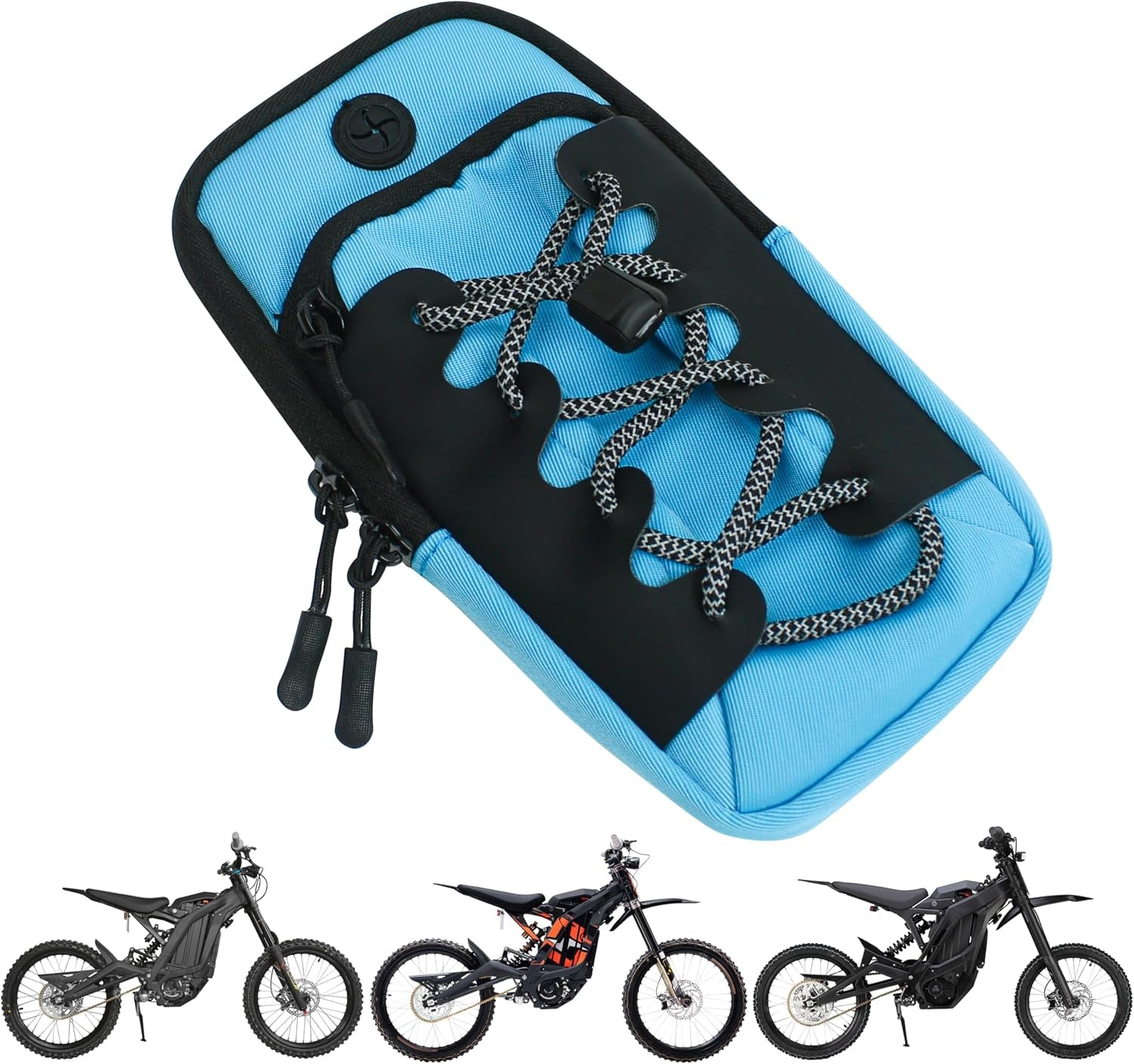 Ebike Phone Bag - Front Battery Frame Storage Pouch for Electric Dirt Bikes (Blue)