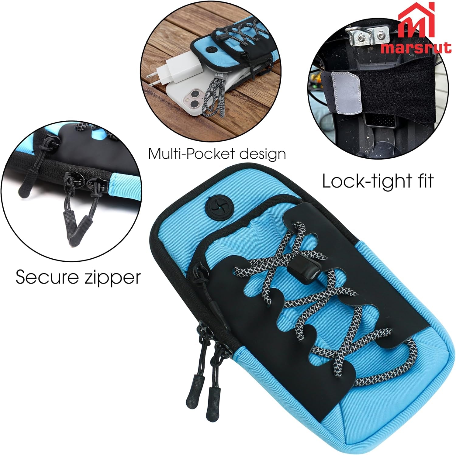 Ebike Phone Bag - Front Battery Frame Storage Pouch for Electric Dirt Bikes (Blue)