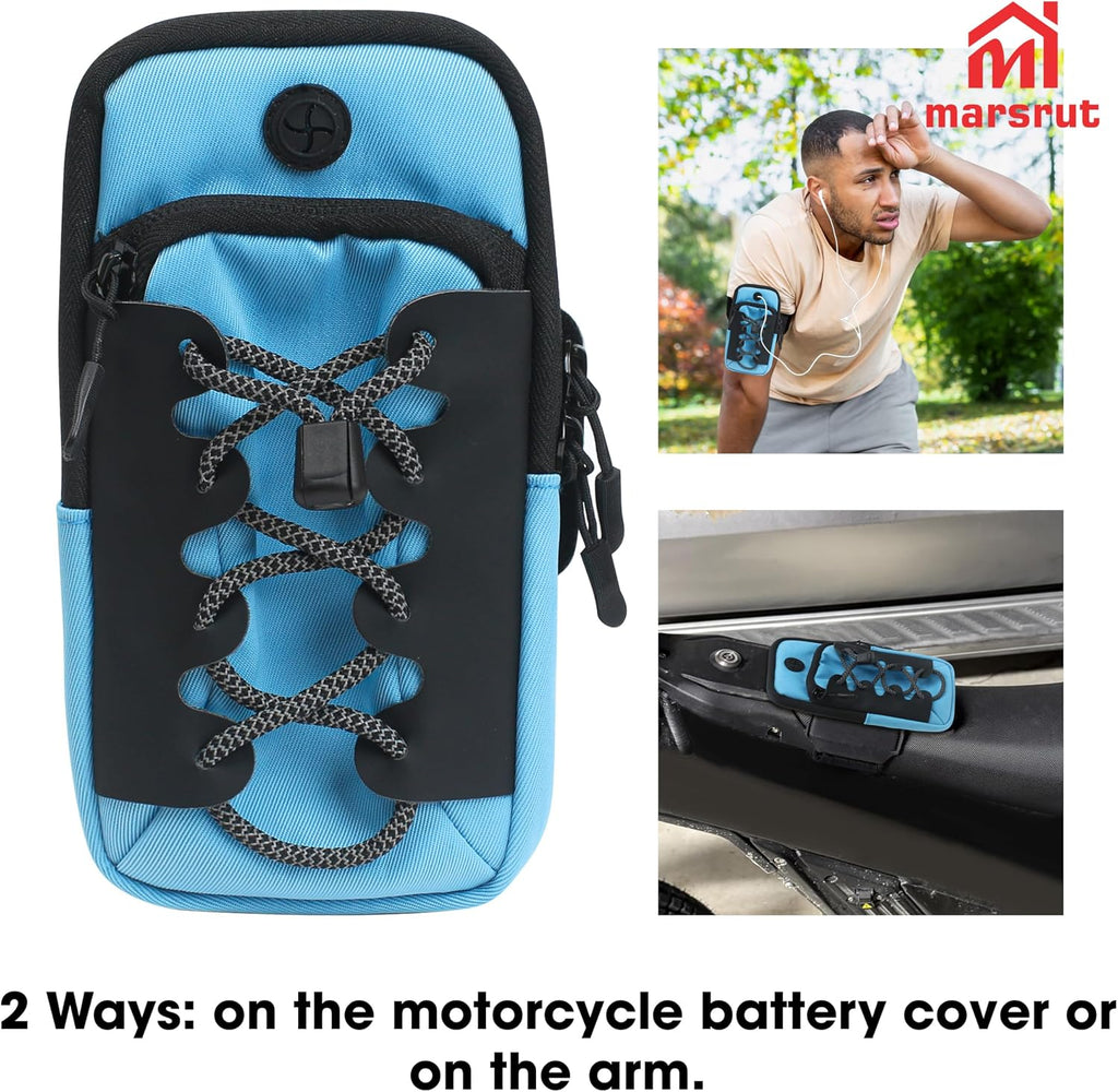 Ebike Phone Bag - Front Battery Frame Storage Pouch for Electric Dirt Bikes (Blue)