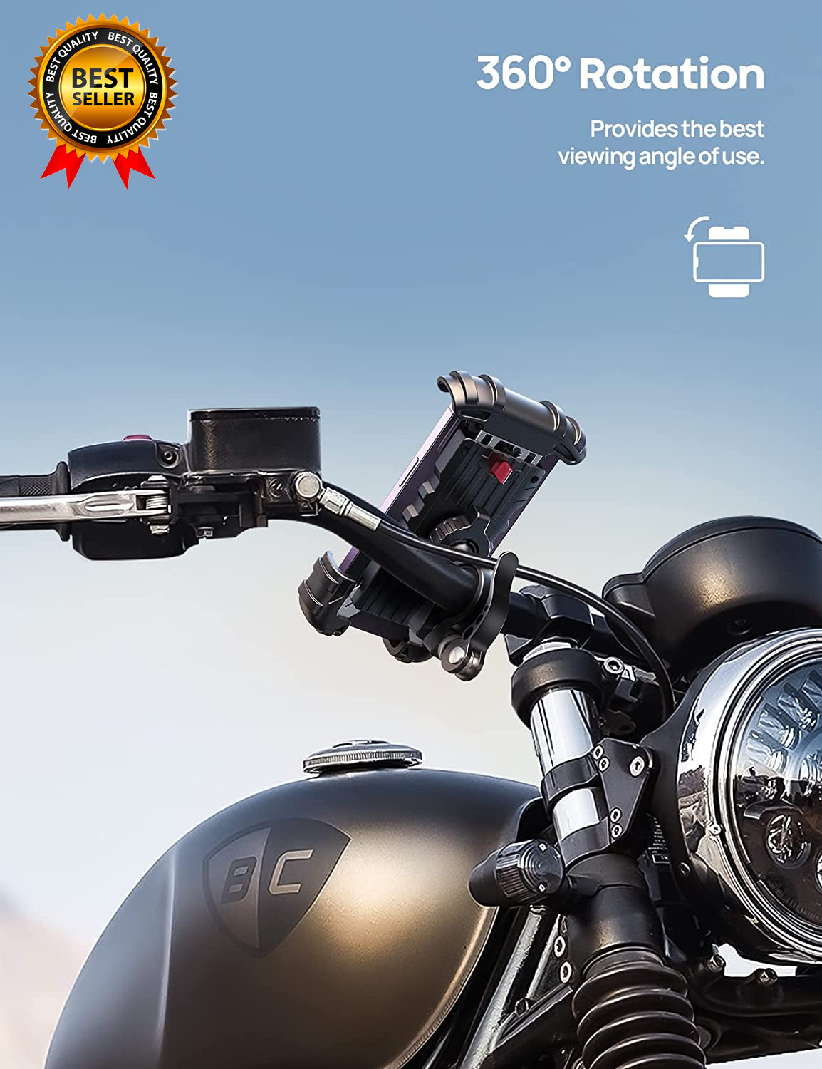 Motorcycle Handlebar Phone Mount - Universal Cell Phone Holder for Bikes
