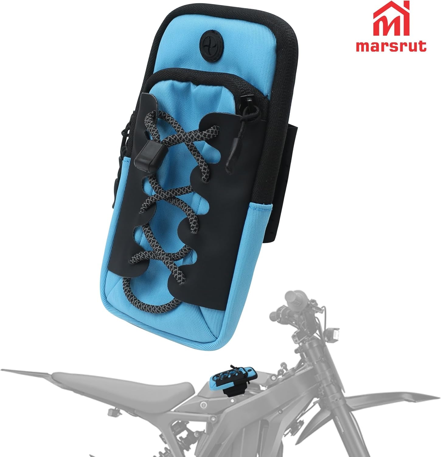 Ebike Phone Bag - Front Battery Frame Storage Pouch for Electric Dirt Bikes (Blue)